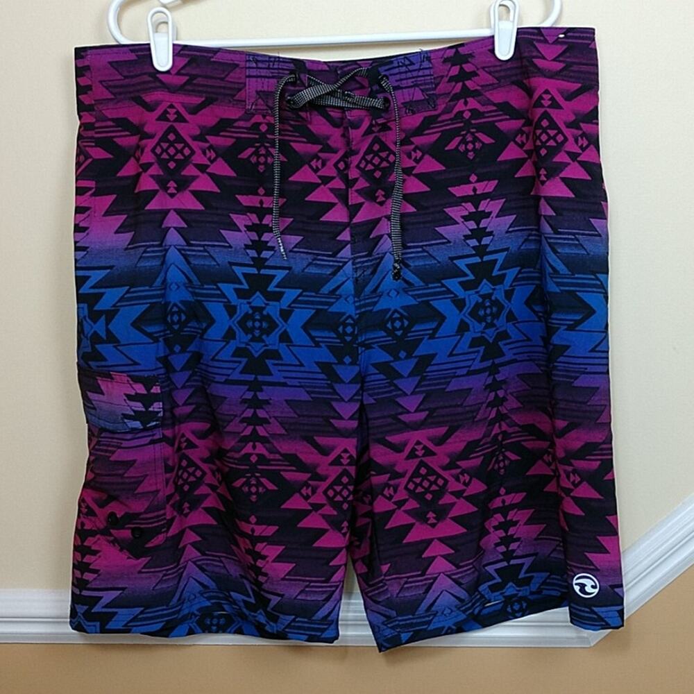 Ocean Current Next Flex Geometric Purple Blue Board Shorts size 36